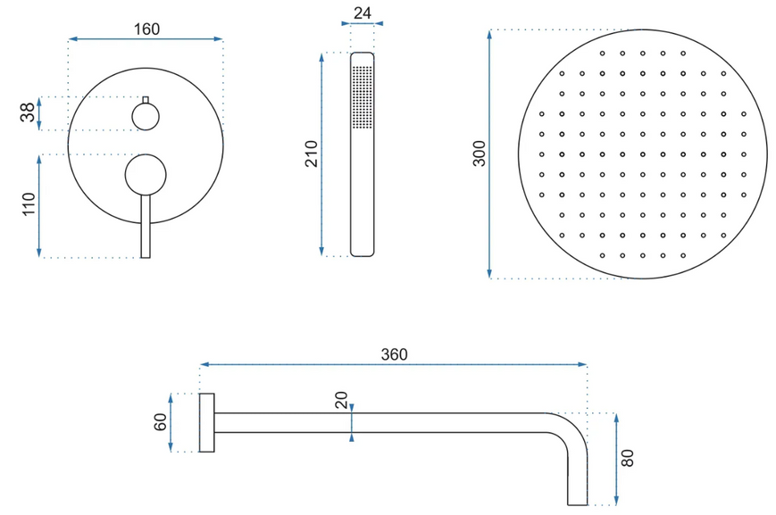 Душевая система скрытого монтажа REA REA-P4160, Золото REA-P4160 фото