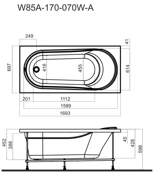 Ванна акриловая Joy 170х70 см AM.PM Joy W95A-170-070W-A W95A-170-070W-A фото