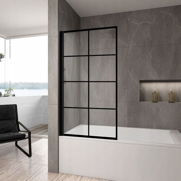Шторка для ванны REA LAGOS-1 FIX BLACK 70 см постоянная REA-K4560 фото