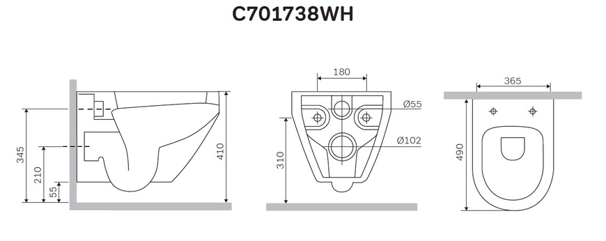 Унітаз підвісний без сидінняAM.PMSpirit 2.0C701738WH C701738WH фото