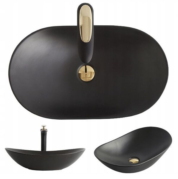 Умывальник (раковина) REA ROYAL 60 BLACK MAT накладной черный REA-U0442 фото
