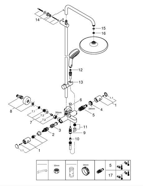 Tempesta Cosmopolitan System 250 Душова система з термостатом для ванни (26672000
) 26672000 фото