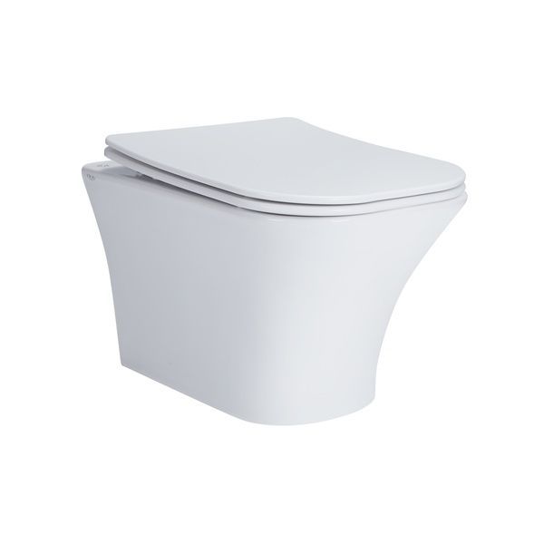Унітаз Presto підвісний Rimless 480х340х350 мм з сидінням Slim Duroplast/ Soft-close/ Quick relase White Qtap SD00045934 фото
