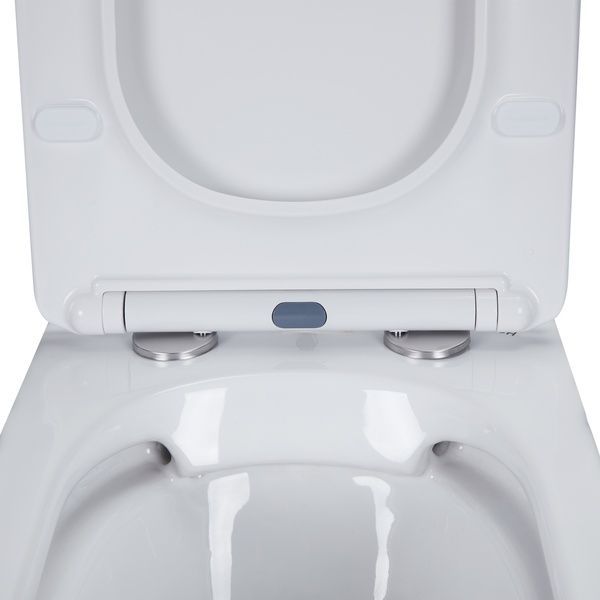 Унітаз Presto підвісний Rimless 480х340х350 мм з сидінням Slim Duroplast/ Soft-close/ Quick relase White Qtap SD00045934 фото