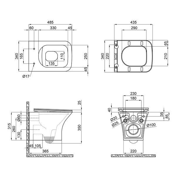Унітаз Presto підвісний Rimless 480х340х350 мм з сидінням Slim Duroplast/ Soft-close/ Quick relase White Qtap SD00045934 фото