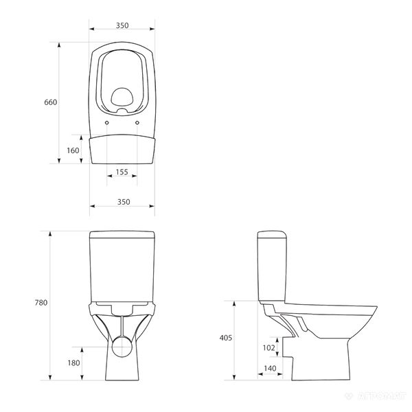 CARINA CleanOn 011 3/5л Компакт 637 + кришка дюропл.SLIM SOFT CLOSE CCKZ1013451663 фото