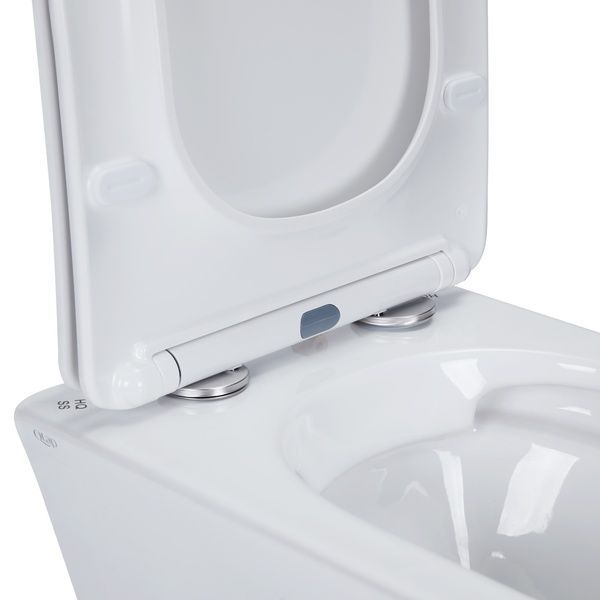 Унітаз Presto підвісний Rimless 480х340х350 мм з сидінням Slim Duroplast/ Soft-close/ Quick relase White Qtap SD00045934 фото