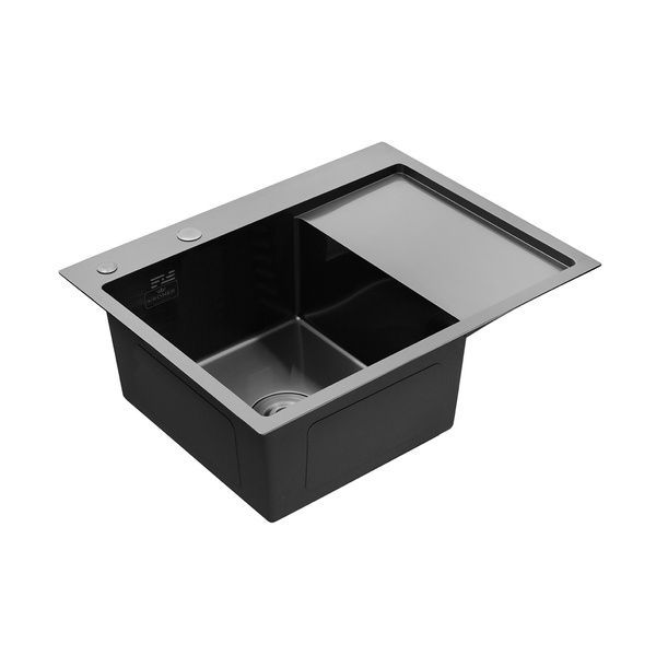 Кухонна мийка Kroner KRP Schwarze- 6350LHM PVD (3,0/1,0 мм) CV031322 фото