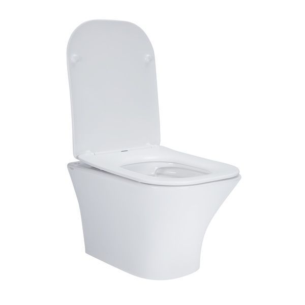 Унітаз Presto підвісний Rimless 480х340х350 мм з сидінням Slim Duroplast/ Soft-close/ Quick relase White Qtap SD00045934 фото