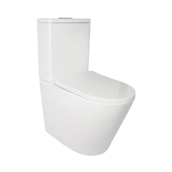Qtap Stork Унитаз напольный Rimless 610х360х835 мм c сиденьем Slim Duroplast/ Soft-close бачок 3 /7.15L White SD00036226 фото