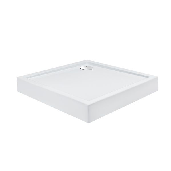 QT Душовий піддон TERN 309912C, квадратний, 90x90x12, акриловий + ніжки, діаметр зливу 90 мм + сифон з гідрозатвором хром SD00046988 фото