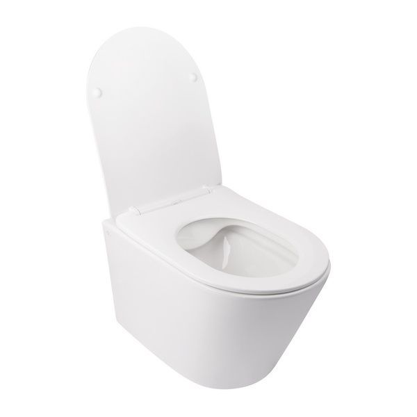Унітаз Swan підвісний Rimless 520х360х320 мм з сидінням Slim Duroplast/ Soft-close/ Quick relase White Qtap SD00036227 фото