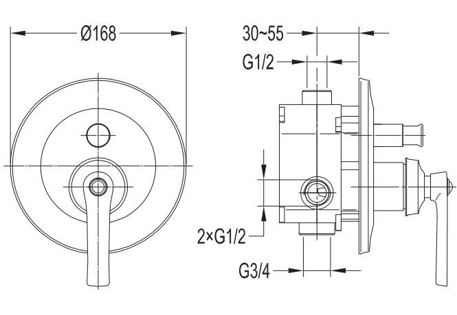 Змішувач для душу прихованого монтажу Omnires Armance antique copper (AM5235ORB) AM5235ORB фото