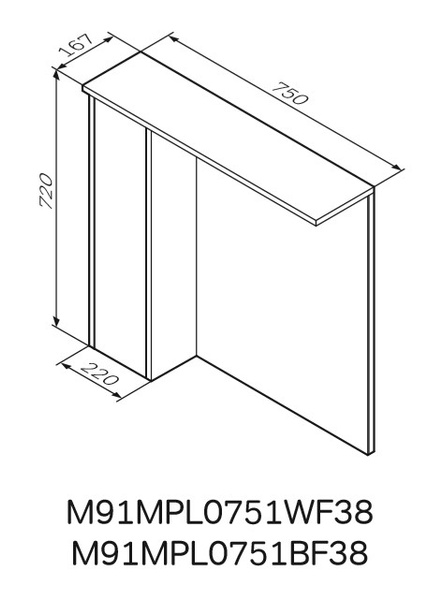 Зеркальный шкаф с подсветкой 75см, левый, базальт AM.PM GEM S M91MPL0751BF38 M91MPL0751BF38 фото