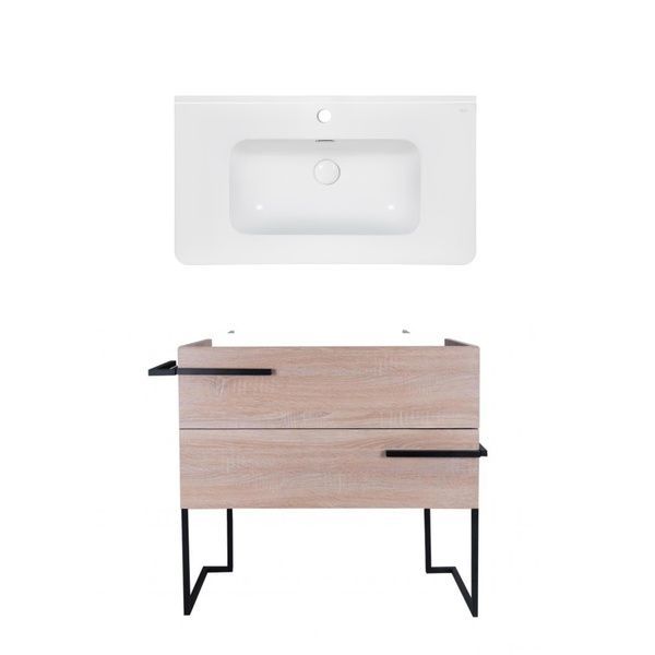 Комплект Qtap тумба напольная Taurus 800х800х437 мм Whitish oak + раковина врезная Albatross 9H QT71TA44015 SD00050139 фото