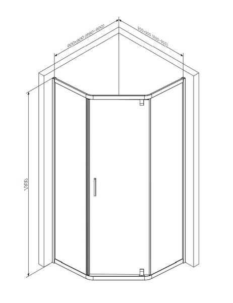 Душеве огородження 5-corner Pivot 90x90 см, без піддону AM.PM Gem W90UG-405-090BT W90UG-405-090BT фото