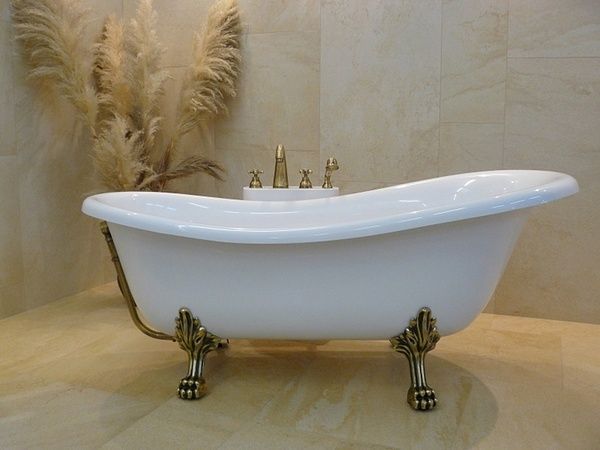 Ванна акрилова OTYLIA ретро 160х77 із ногами бронзовими WKO-160W+M фото