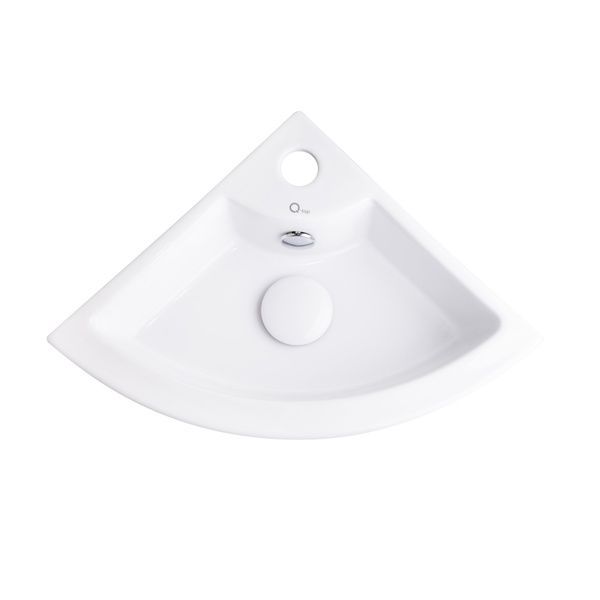 Раковина Kiwi підвісна/накладна трикутна з донним клапаном 435х310х125 мм White Qtap SD00032982 фото