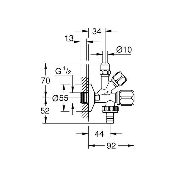 Кран приладовий Grohe 22036000 1/2"х3/8"х3/4" 22036000 фото