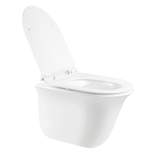 Унітаз Virgo підвісний Rimless 485x360x360 мм з сидінням Slim Duroplast/ Soft-close/ Quick relase White Qtap SD00042548 фото