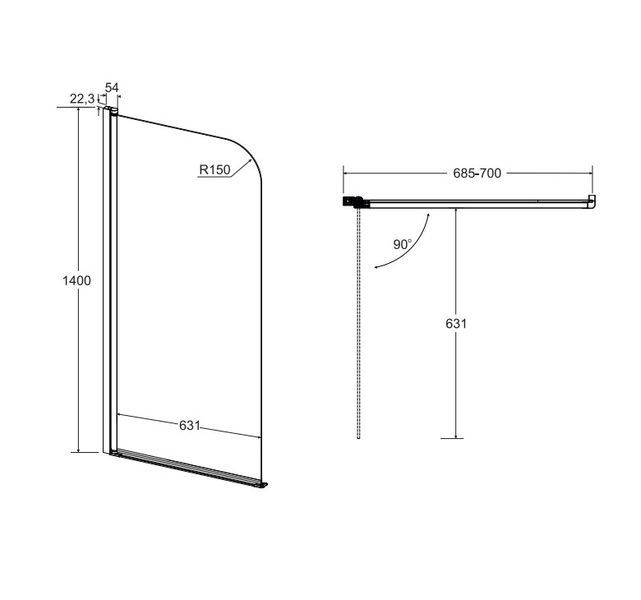 Шторка для ванни BESCO Prime-1S 70x140 PNP-1S фото