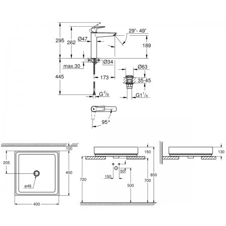 GROHE Комплект умывальник + смеситель GROHE CUBE CERAMIC 2416500H 2416500H фото