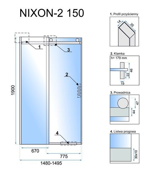 Душові двері REA NIXON-2 150 L REA-K5008 фото