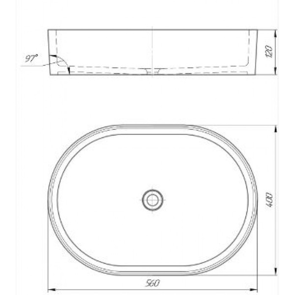 KAST Avrora Раковина на стільницю 560*400*120 мм, біла KS000903 KS000903 фото