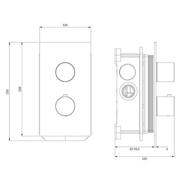 Смеситель для душа Omnires Contour скрытого монтажа, с термостатом, chrome (CT8036CR) CT8036CR фото