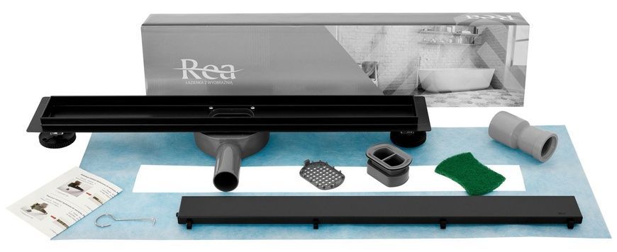 Трап для душа REA NEO PRO BLACK 2в1 черный 100 см REA-G8909 фото