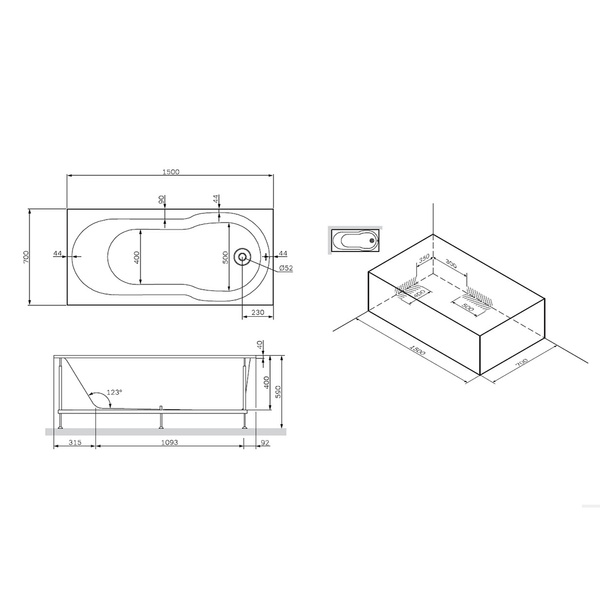 Ванна акриловая 150х70 см AM.PM X-Joy W88A-150-070W-A W88A-150-070W-A фото