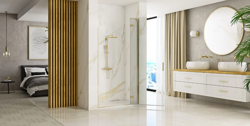 Душові двері REA HUGO BRUSHED GOLD 90 REA-K8411 фото