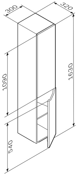 Шафа-колона, підвісна, права, 30 см AM.PM GEM S M91CHR0306WG38 M91CHR0306WG38 фото