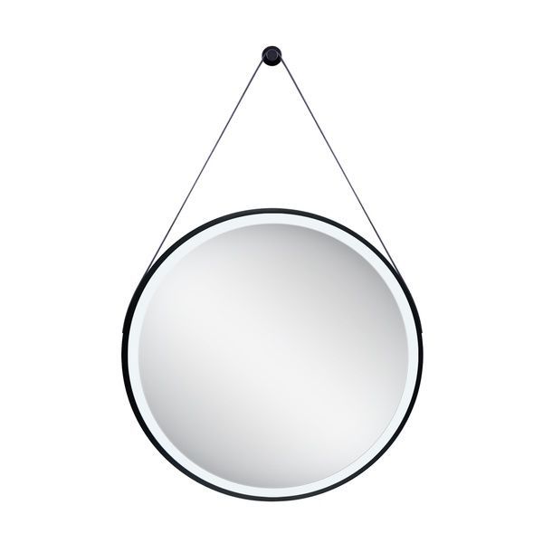 Дзеркало Robin настінна кругла, LED вимикач настінний, R600 мм Black Qtap SD00045777 фото