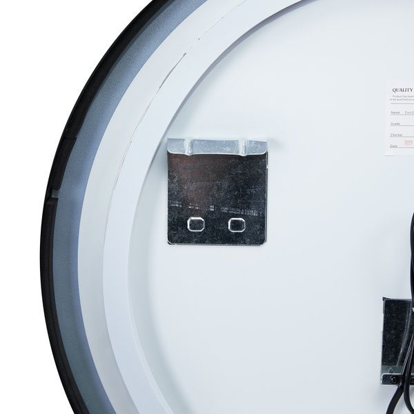 Дзеркало Robin настінна кругла, LED вимикач настінний, R600 мм Black Qtap SD00045777 фото