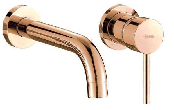 Змішувач для раковини (умивальника) REA LUNGO ROSE GOLD рожеве золото настінний REA-B8548 фото