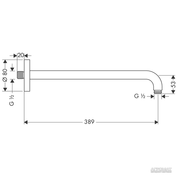 Тримач верхнього душу Hansgrohe 27413000 38,9 см 27413000 фото