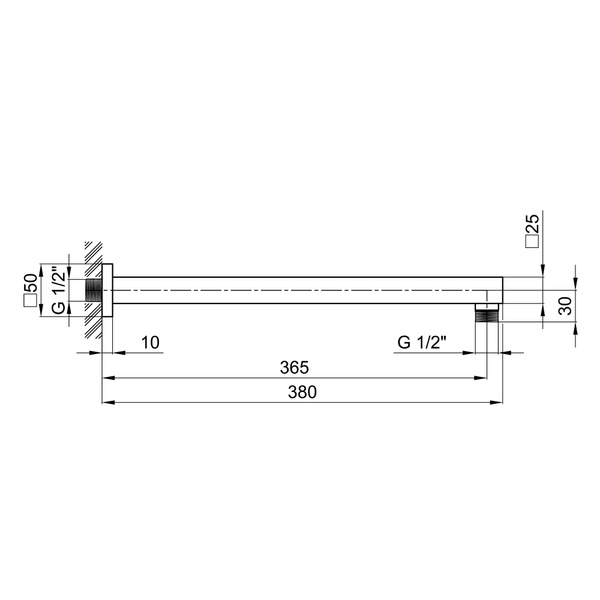 Кронштейн для верхнего душа Qtap Trubice 400 мм прямоугольный QTTRB400NB Black Matt SD00042087 фото