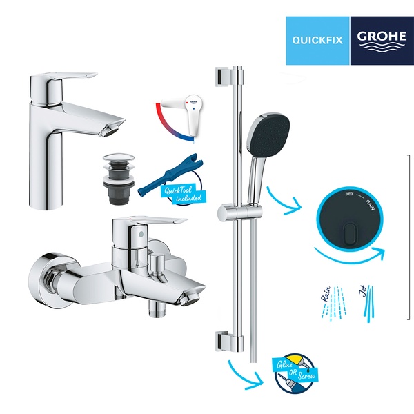 Комплект змішувачів для ванної кімнати Grohe QuickFix Start ColdStart UA202301ME UA202301ME фото