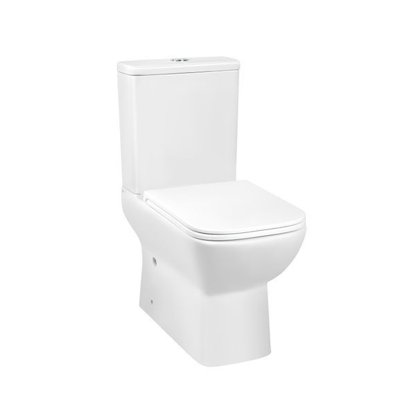 Qtap Aries Унитаз напольный Rimless 605x340x810 мм с сиденьем Slim Duroplast/ Soft-close/ Quick relase бачок 3 /7.15L White SD00043835 фото
