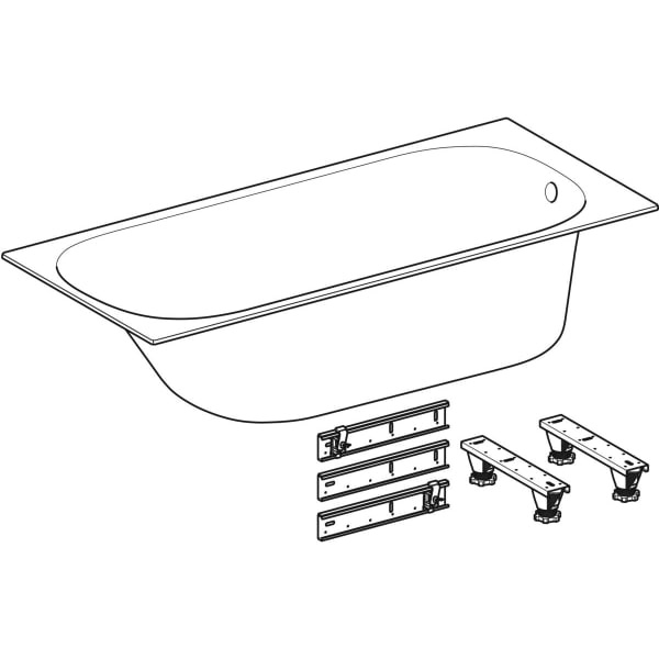 Ванна Geberit 554.001.01.1 прямоугольная 160x70см, слив и перелив в зоне ног, с ножками, цвет белый 554.001.01.1 фото