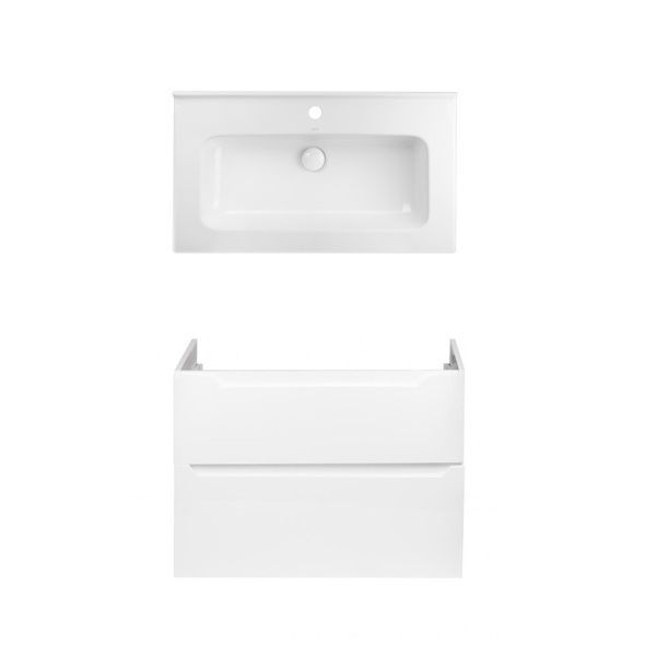 Комплект Qtap тумба подвесная Scorpio 800х585х460 мм White + раковина врезная Albatross 01 QT71SC43973 SD00050097 фото