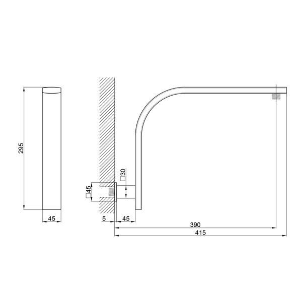 Кронштейн для верхнього душу Qtap Trubice 400 мм прямокутний QTTRB422NС Chrome SD00042089 фото