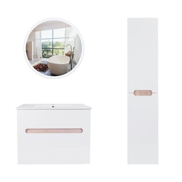 Комплект мебели для ванной Qtap Virgo тумба с раковиной + зеркало + пенал QT044VI42995 SD00049109 фото