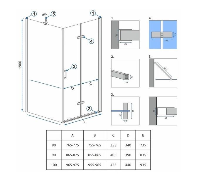 Душевая кабина REA MOLIER CHROME 80x80 REA-K8534 + REA-K6367 фото