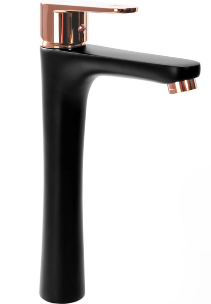 Смеситель для умывальника (раковины) REA MILD BLACK ROSE GOLD высокий REA-B4808 фото