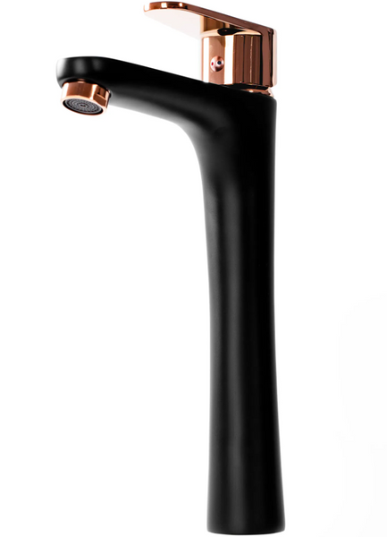 Смеситель для умывальника (раковины) REA MILD BLACK ROSE GOLD высокий REA-B4808 фото