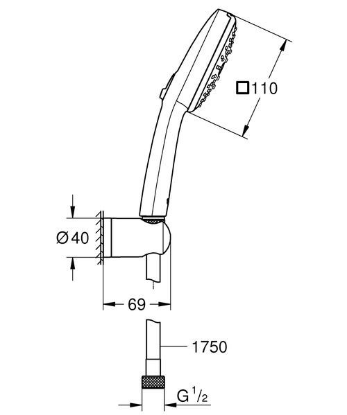 Душевой набор с держателем, 3 режима струи Grohe QuickFix Vitalio Comfort 110 26176001 26176001 фото