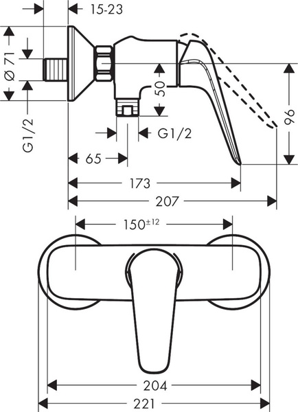 Змішувач Hansgrohe Novus для душу 71060000 хром 71060000 фото