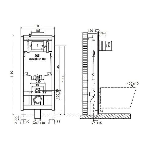 Комплект: унитаз Primera Project 3120147 + инсталляция Oli 883423 с хромированной клавишей Slim 3120147 + 883423 фото